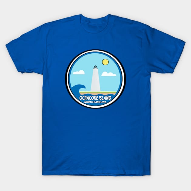 OCRACOKE LIGHTHOUSE WITH SUN T-Shirt by Trent Tides